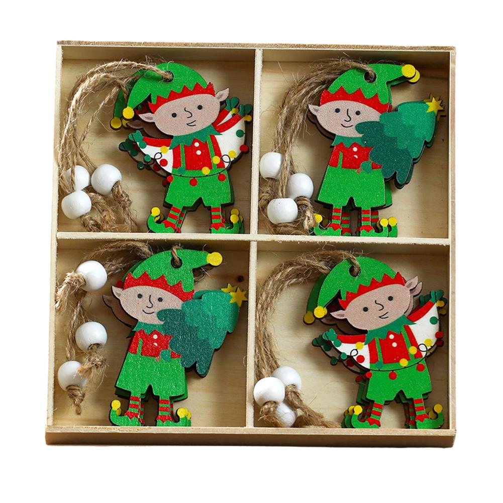 thumbnail image 5 of SGACAI Colgantes de madera para Navidad, hombrecito de jengibre, decoración para árbol de Navidad, adorno de Papá Noel ⭐β, 5 of 7