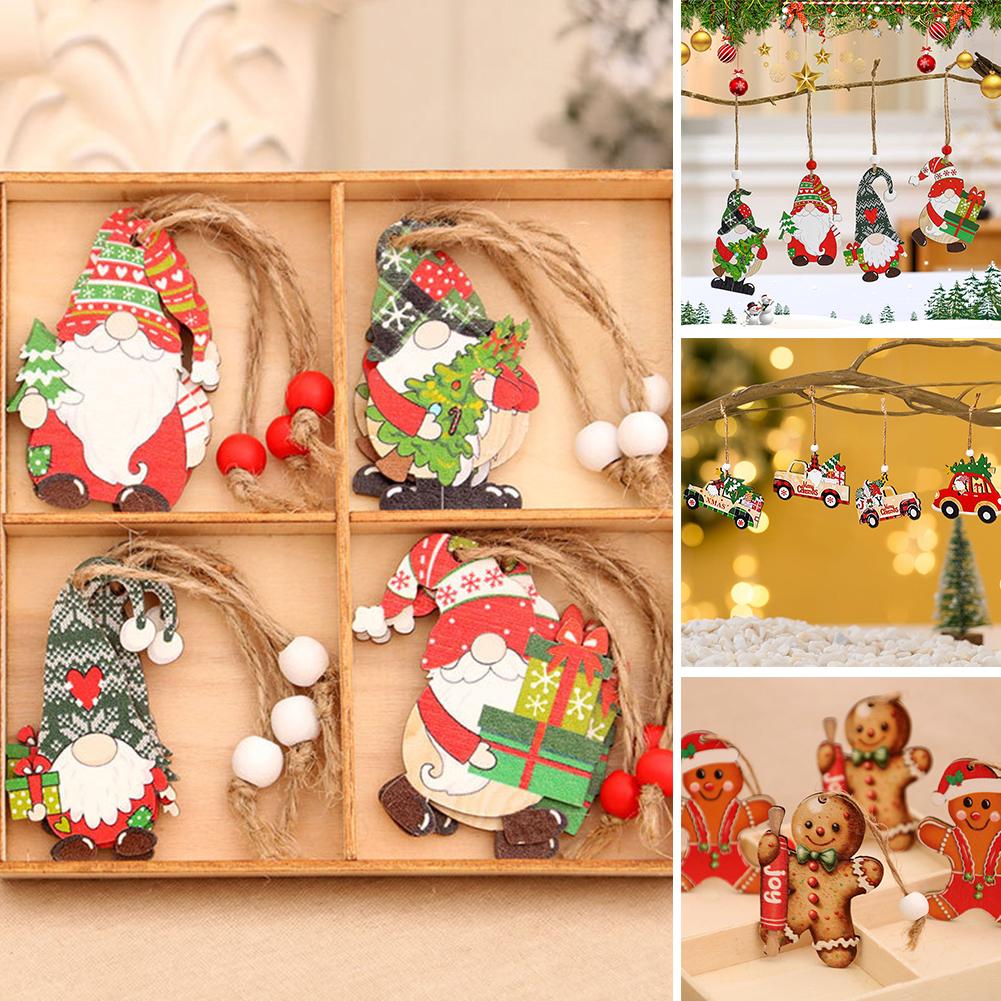thumbnail image 3 of SGACAI Colgantes de madera para Navidad, hombrecito de jengibre, decoración para árbol de Navidad, adorno de Papá Noel ⭐β, 3 of 7