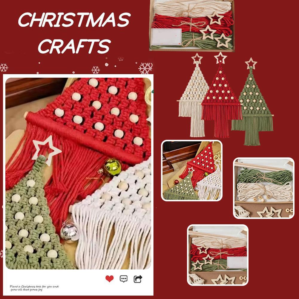 thumbnail image 4 of Ruifaya Árbol de Navidad colgante de pared de macramé con pino estrellado, decoración navideña para las fiestas, decoración navideña de granja con macramé, 4 of 7