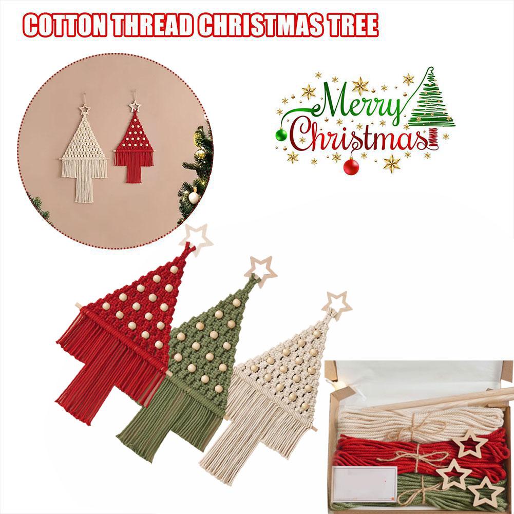 thumbnail image 3 of Ruifaya Árbol de Navidad colgante de pared de macramé con pino estrellado, decoración navideña para las fiestas, decoración navideña de granja con macramé, 3 of 7