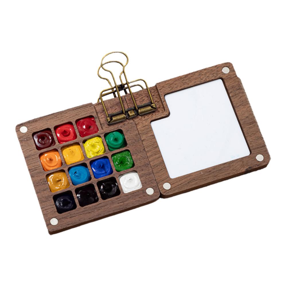 thumbnail image 4 of Wartleves Mini caja de pintura de acuarela de nogal, paleta pequeña de 8 colores, 4 of 7
