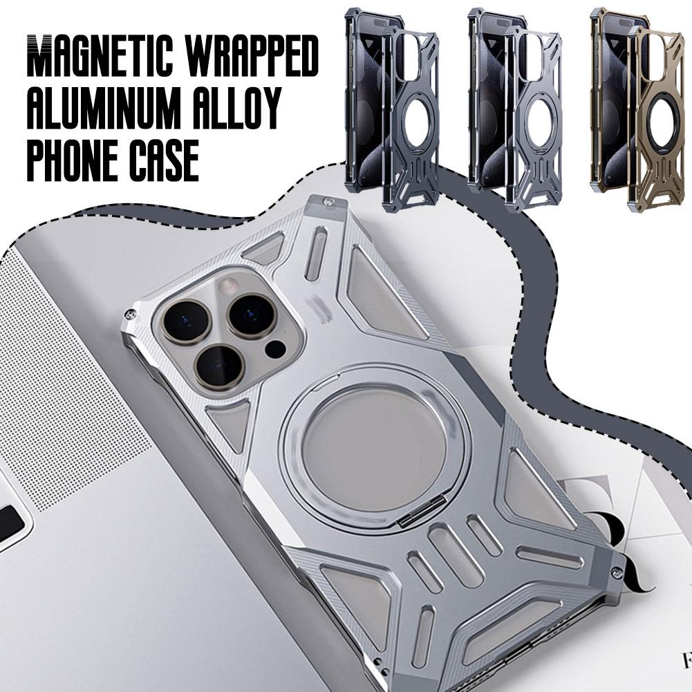 thumbnail image 2 of Wartleves Funda para teléfono móvil sin bordes con imán de aleación de aluminio para iPhone D1P0 M, 2 of 7