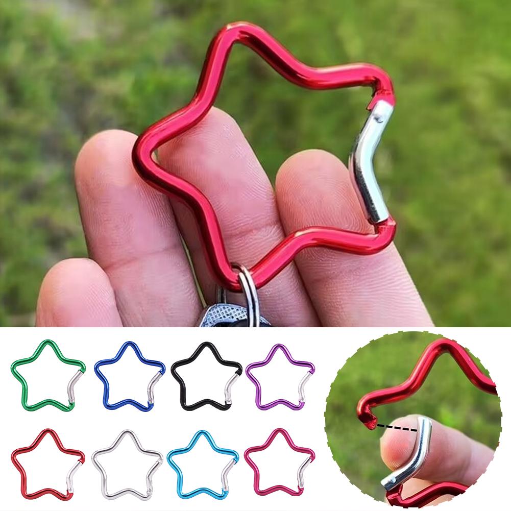 thumbnail image 3 of Ruifaya Mosquetón con cierre de resorte en forma de estrella para exteriores, llaveros para acampar y hacer senderismo ＜, 3 of 7