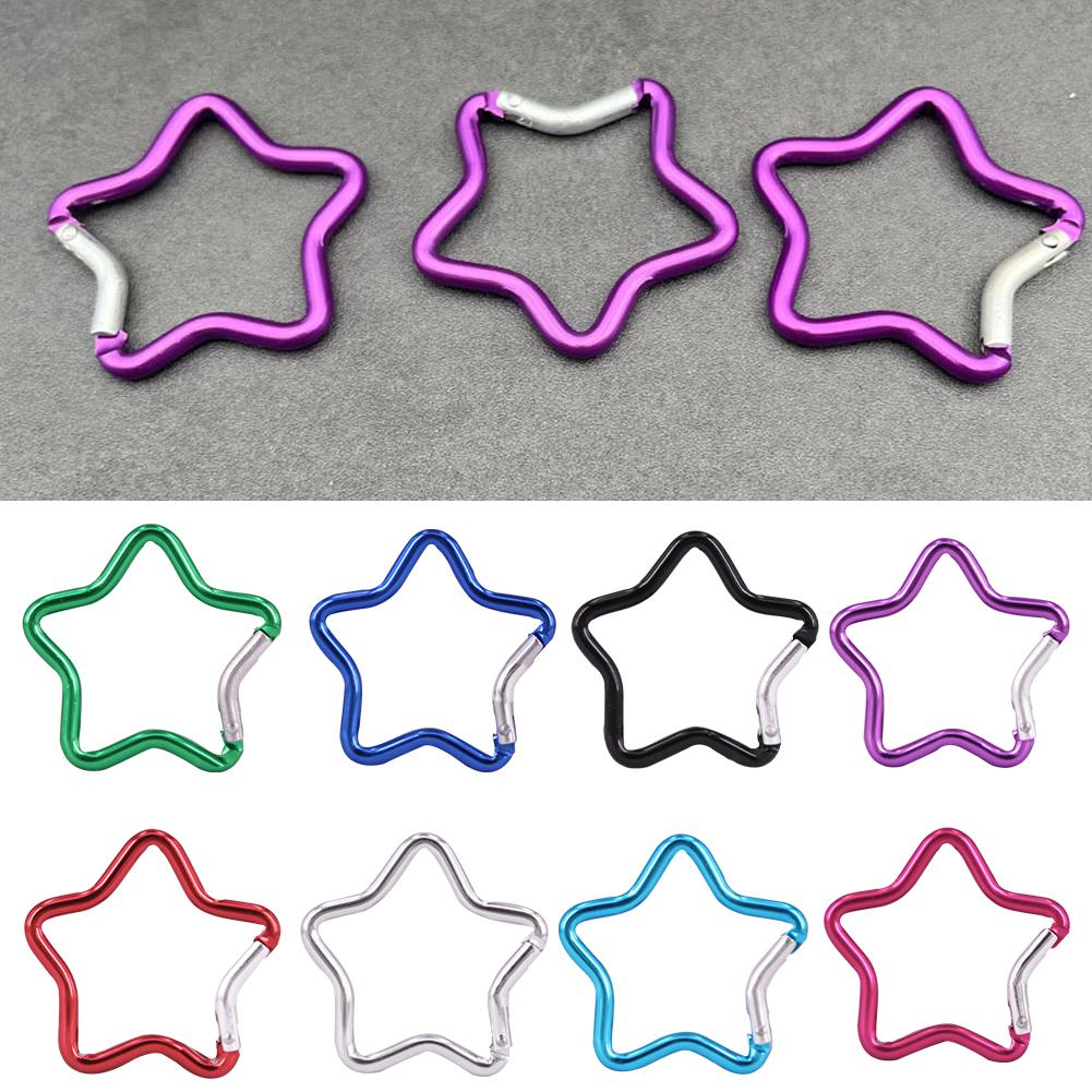 thumbnail image 2 of Ruifaya Mosquetón con cierre de resorte en forma de estrella para exteriores, llaveros para acampar y hacer senderismo ＜, 2 of 7