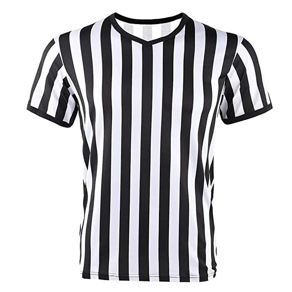 thumbnail image 5 of Ruifaya Camiseta de árbitro de fútbol Camiseta deportiva de cuello en V con rayas para árbitro de fútbol, 5 of 7