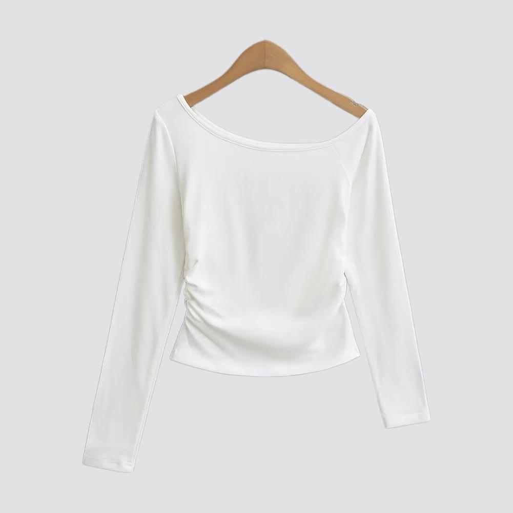 thumbnail image 2 of SGACAI Camiseta básica nueva 2024 para mujer, hombros inclinados, base de terciopelo fino elástico Shi щ▲, 2 of 7