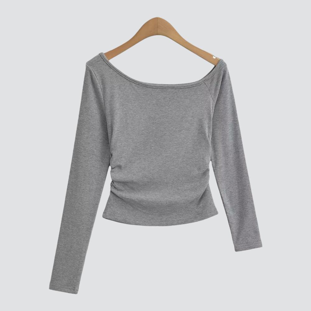 thumbnail image 3 of SGACAI Camiseta básica nueva 2024 para mujer, hombros inclinados, base de terciopelo fino elástico Shi щ▲, 3 of 7