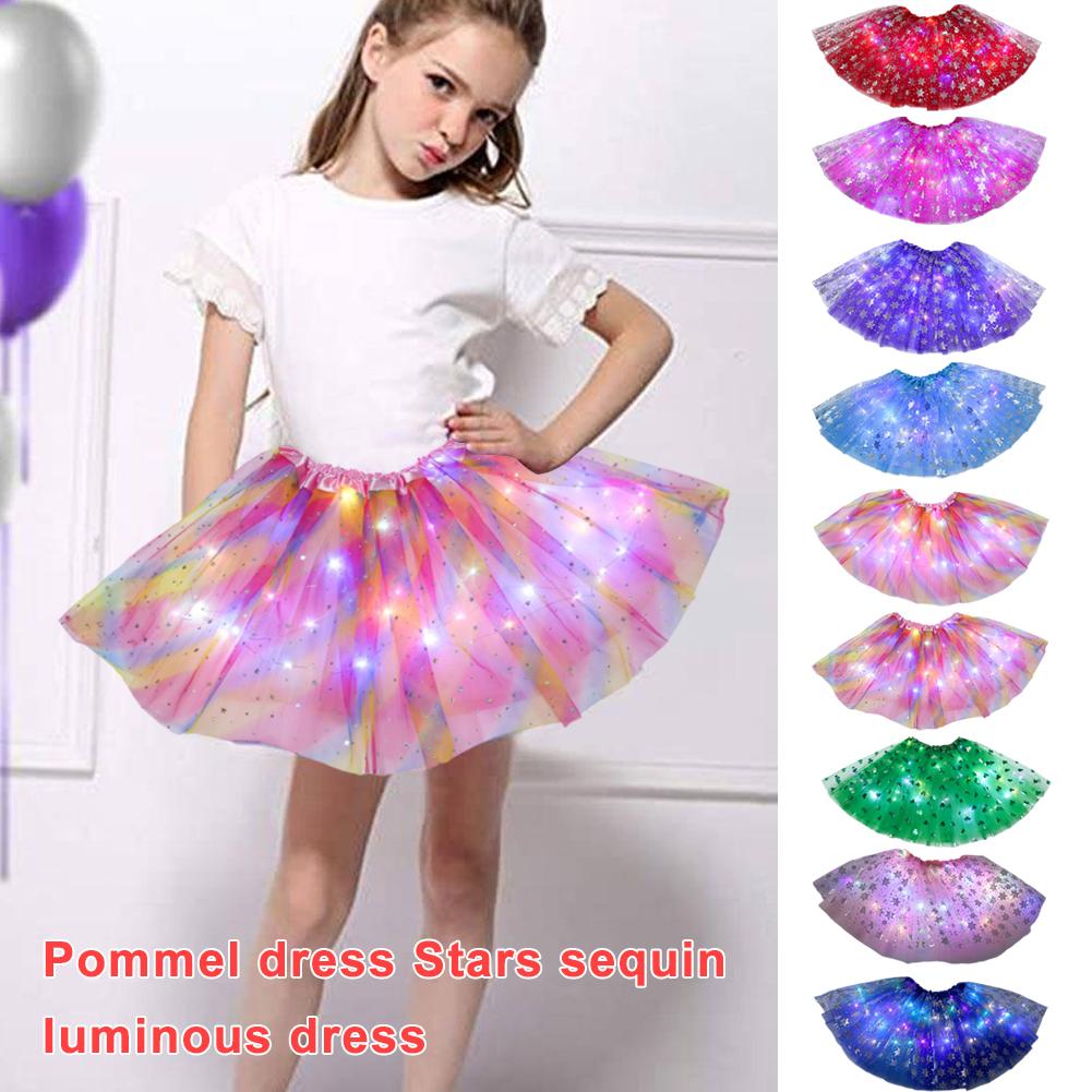 thumbnail image 3 of SGACAI Falda tutú de tul con lentejuelas LED para niñas, disfraz de hada para fiesta, nuevo, 3 of 7