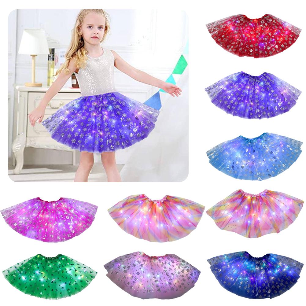 thumbnail image 2 of SGACAI Falda tutú de tul con lentejuelas LED para niñas, disfraz de hada para fiesta, nuevo, 2 of 7