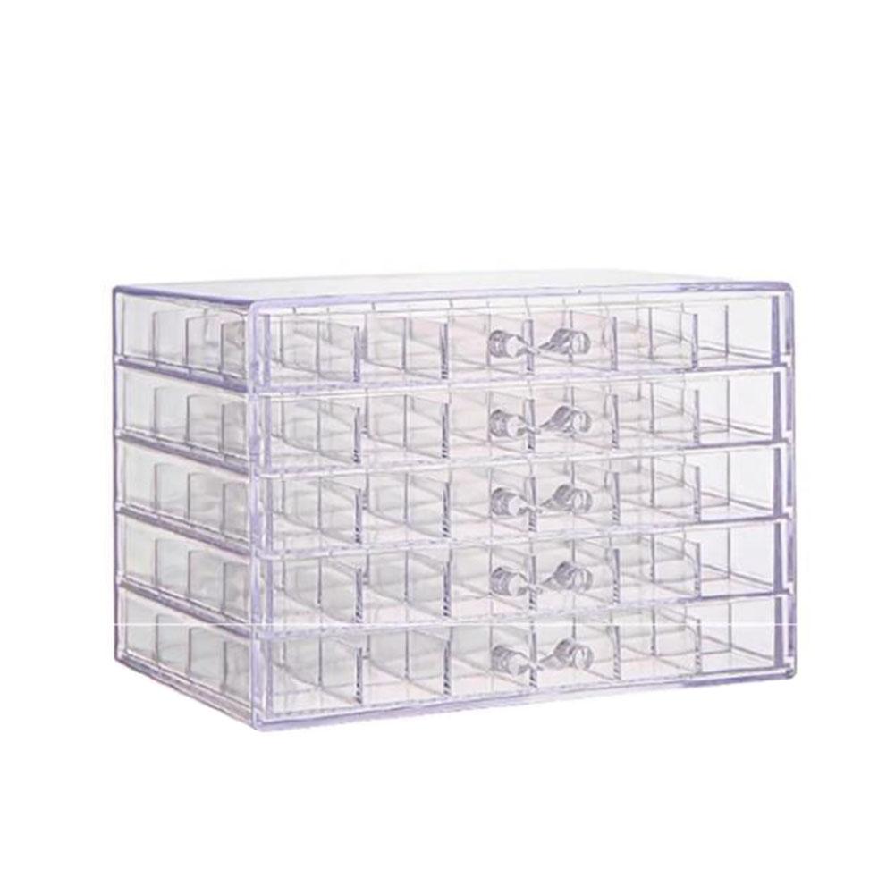 thumbnail image 5 of Wartleves ❀Estuche de almacenamiento para decoración de uñas con 31 a 120 rejillas, cajón de 5 capas, organizador acrílico transparente, 5 of 7