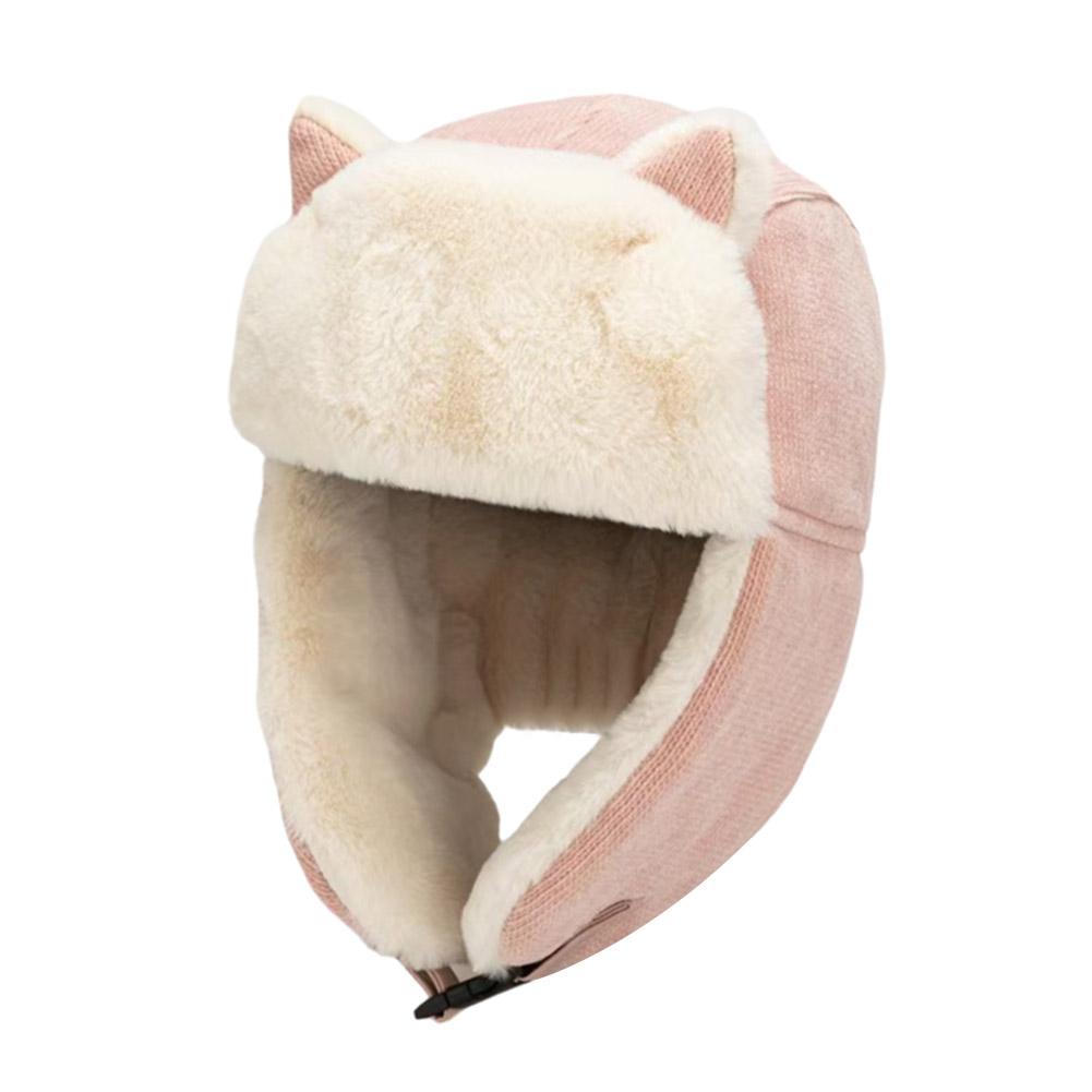 thumbnail image 4 of SGACAI Gorro con orejeras para niña y mujer, gorro de cazador ushanka con orejas de gato, piel sintética, D1P0, mullido, 4 of 7