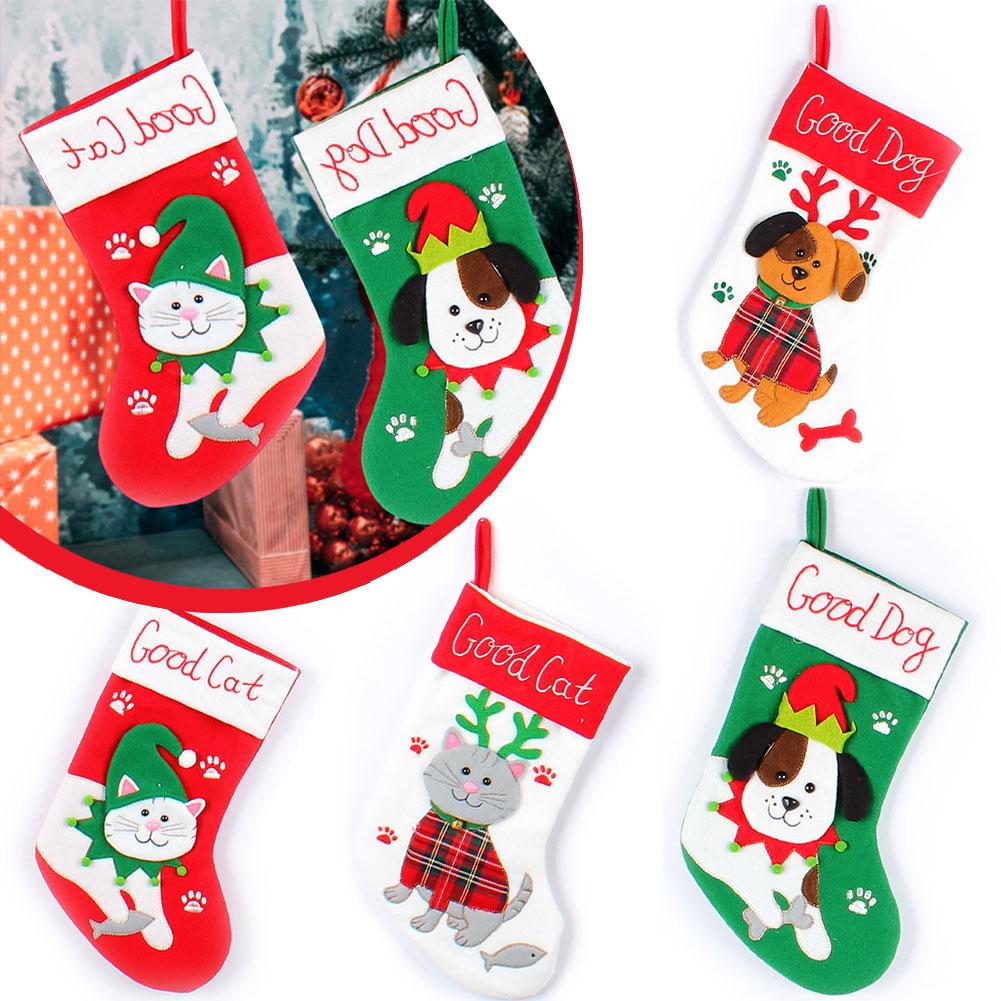 thumbnail image 3 of SGACAI Medias navideñas con dibujos de gatos y perros para colgar en el árbol de Navidad, 3 of 7