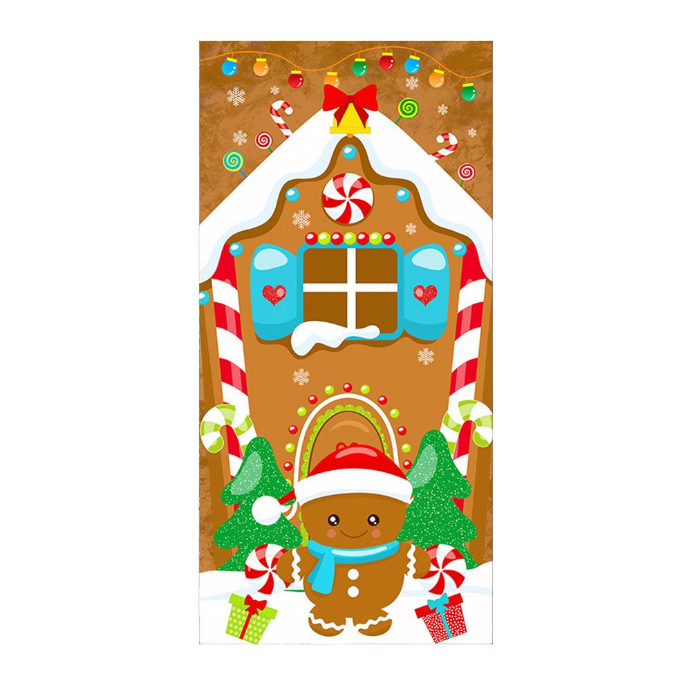 thumbnail image 4 of Wartleves Cortina o pancarta para puerta con temática navideña, decoración para puerta de entrada, pancarta para cubrir la puerta, 4 of 7