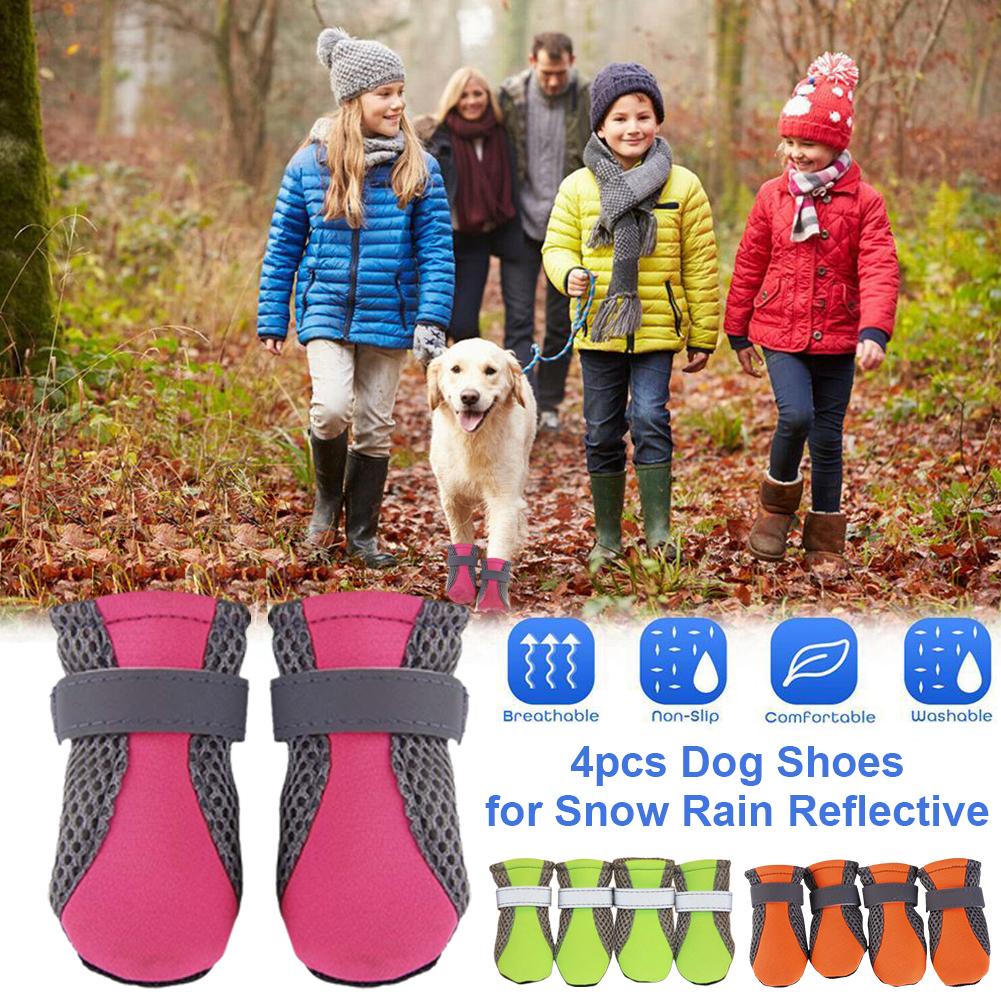 thumbnail image 2 of Ruifaya Juego de 4 botas protectoras para patas de perro, zapatos de invierno antideslizantes de gran tamaño con correas reflectantes, zapatos reflectantes para perros para la nieve y la lluvia en i, 2 of 7