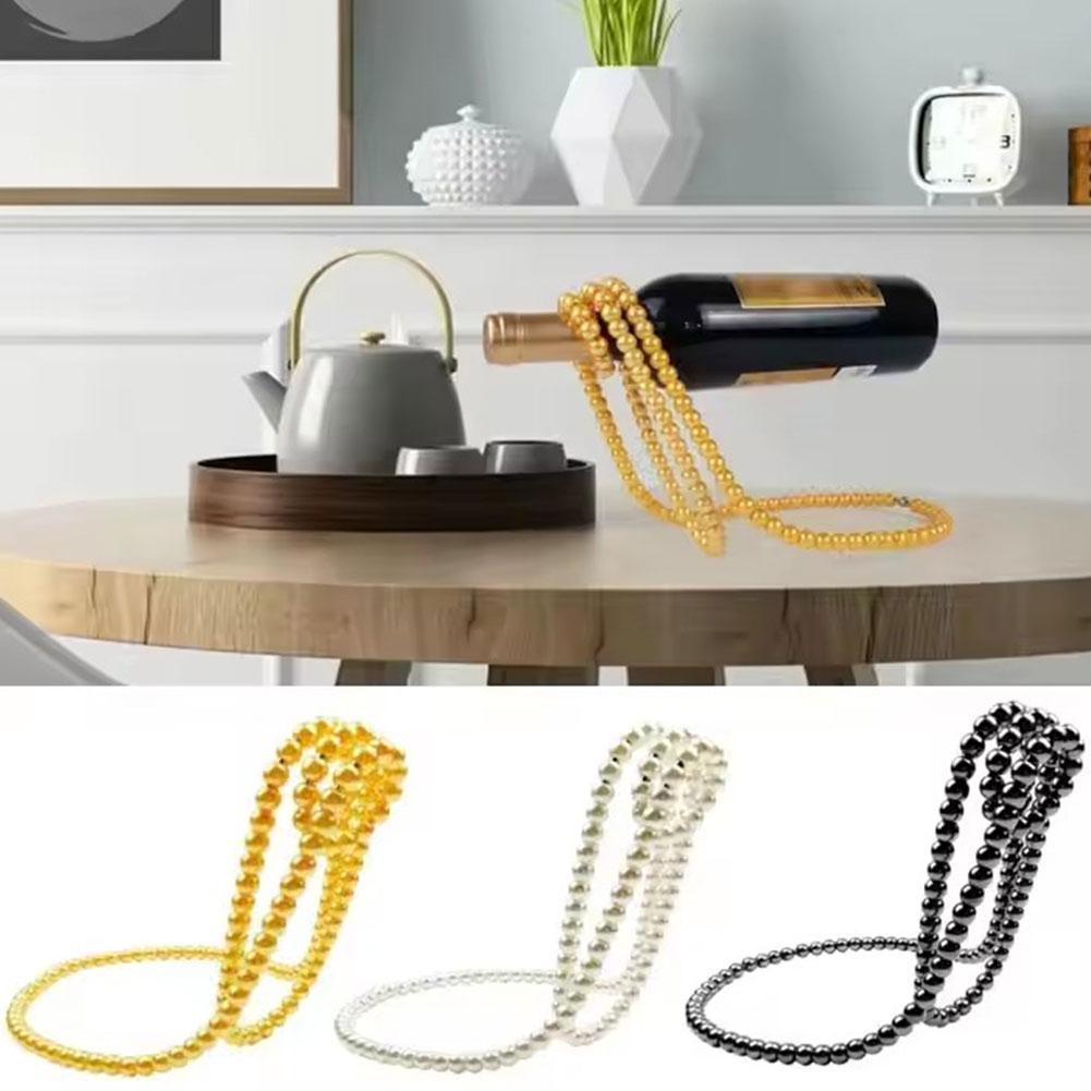 thumbnail image 2 of SGACAI Estante para vinos con collar de perlas, estante para vinos suspendido, decoración creativa de escritorio para el hogar }|, 2 of 7