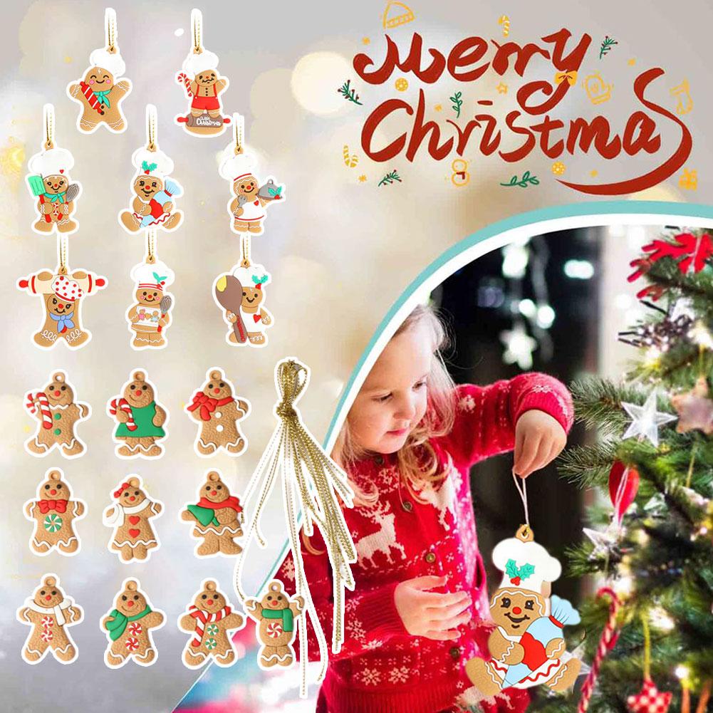 thumbnail image 2 of Ruifaya Adorno de pan de jengibre de PVC para Navidad, hombre de jengibre para cocinar, adorno de pan de jengibre para colgar en el árbol de Navidad, adorno de pan de jengibre para colgar, 2 of 7