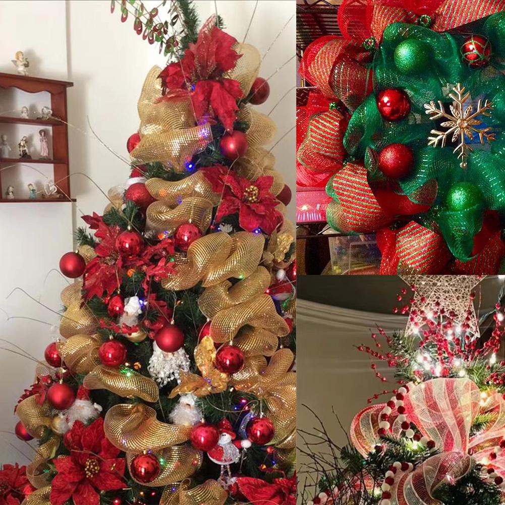 thumbnail image 2 of SGACAI ZIRYXQ 2 rollos de cinta de malla decorativa de 10 pulgadas x 30 pies para suministros de coronas, coronas para puertas de entrada, manualidades, decoración de árboles, Navidad, Año Nuevo, A, 2 of 7