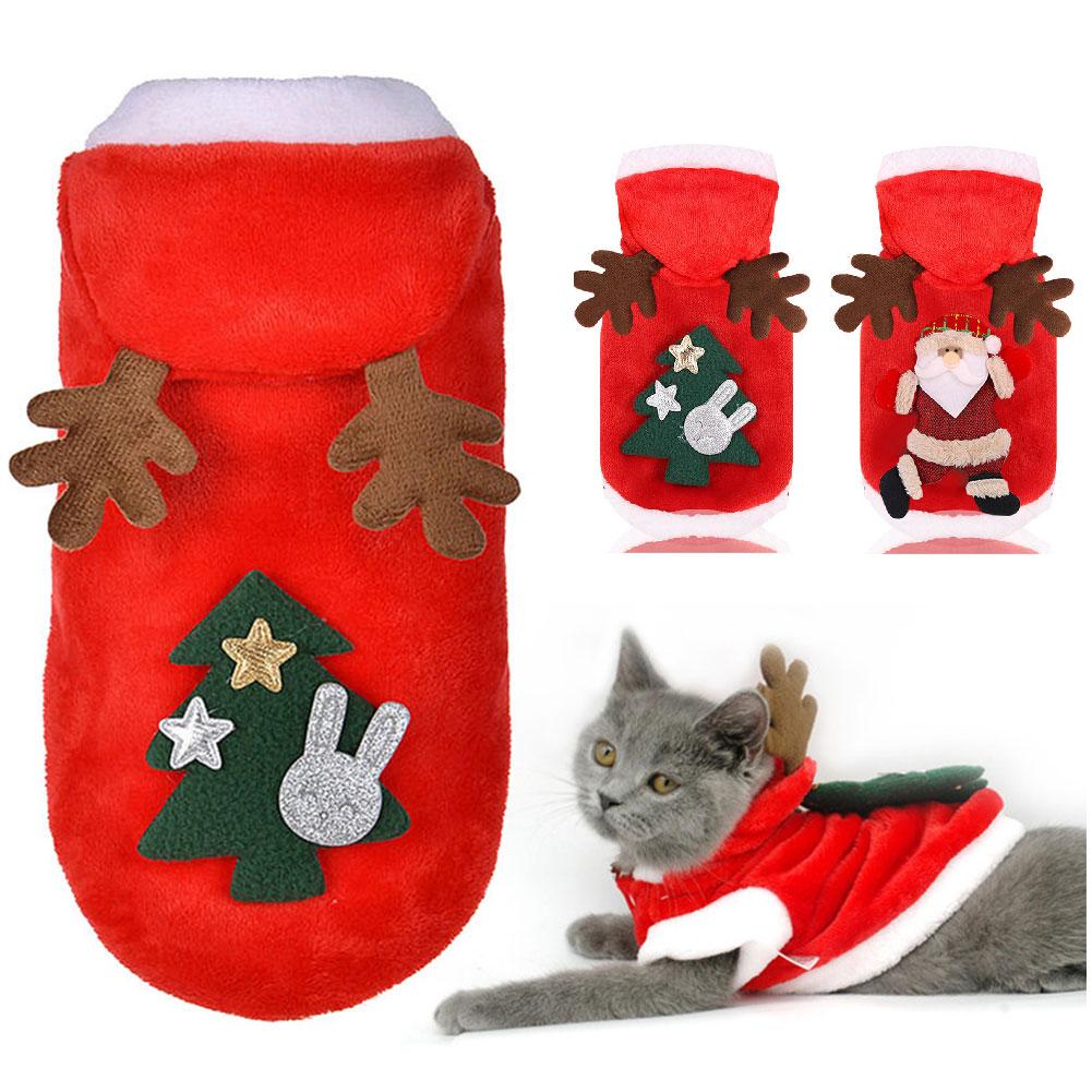 thumbnail image 2 of Ruifaya Ropa navideña para perros Ropa para mascotas Perros Invierno Cálido Alce Papá Noel Perro Gato Abrigo, 2 of 7