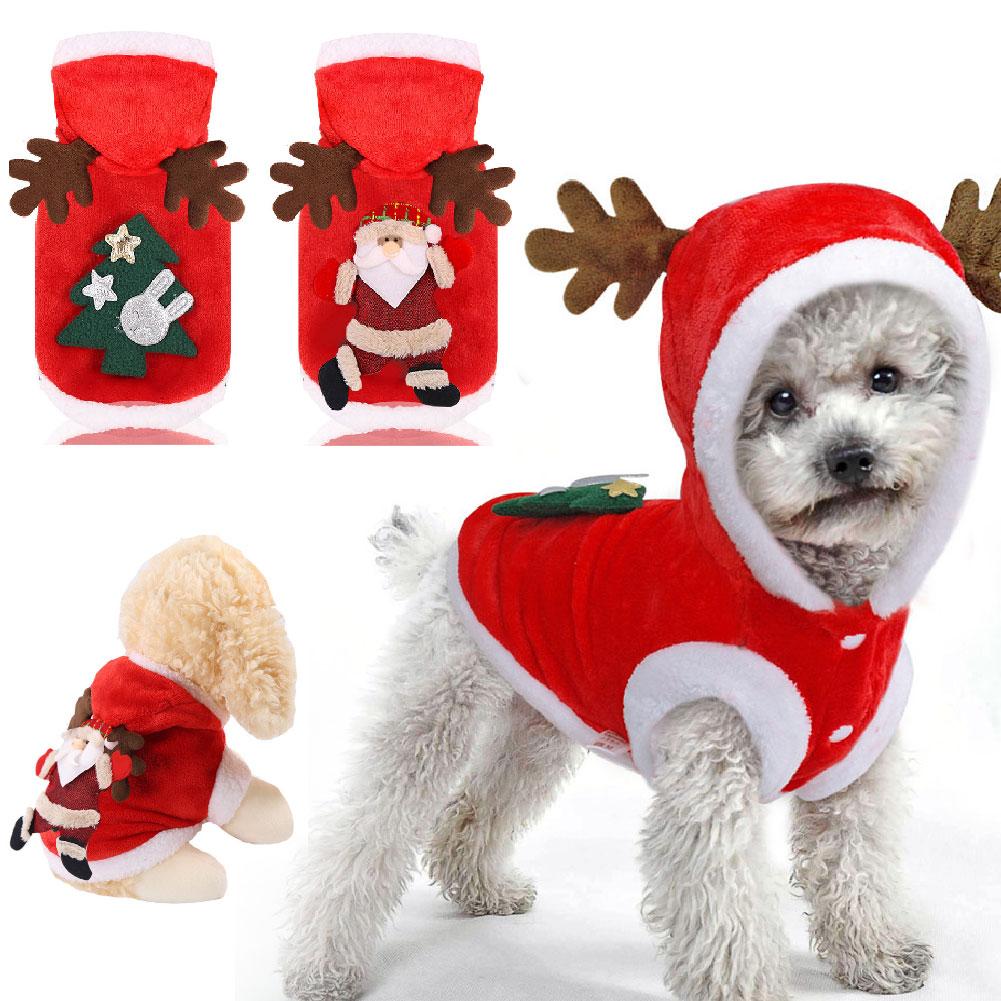 thumbnail image 4 of Ruifaya Ropa navideña para perros Ropa para mascotas Perros Invierno Cálido Alce Papá Noel Perro Gato Abrigo, 4 of 7