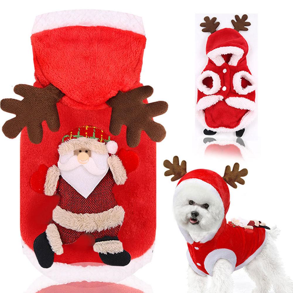 thumbnail image 3 of Ruifaya Ropa navideña para perros Ropa para mascotas Perros Invierno Cálido Alce Papá Noel Perro Gato Abrigo, 3 of 7