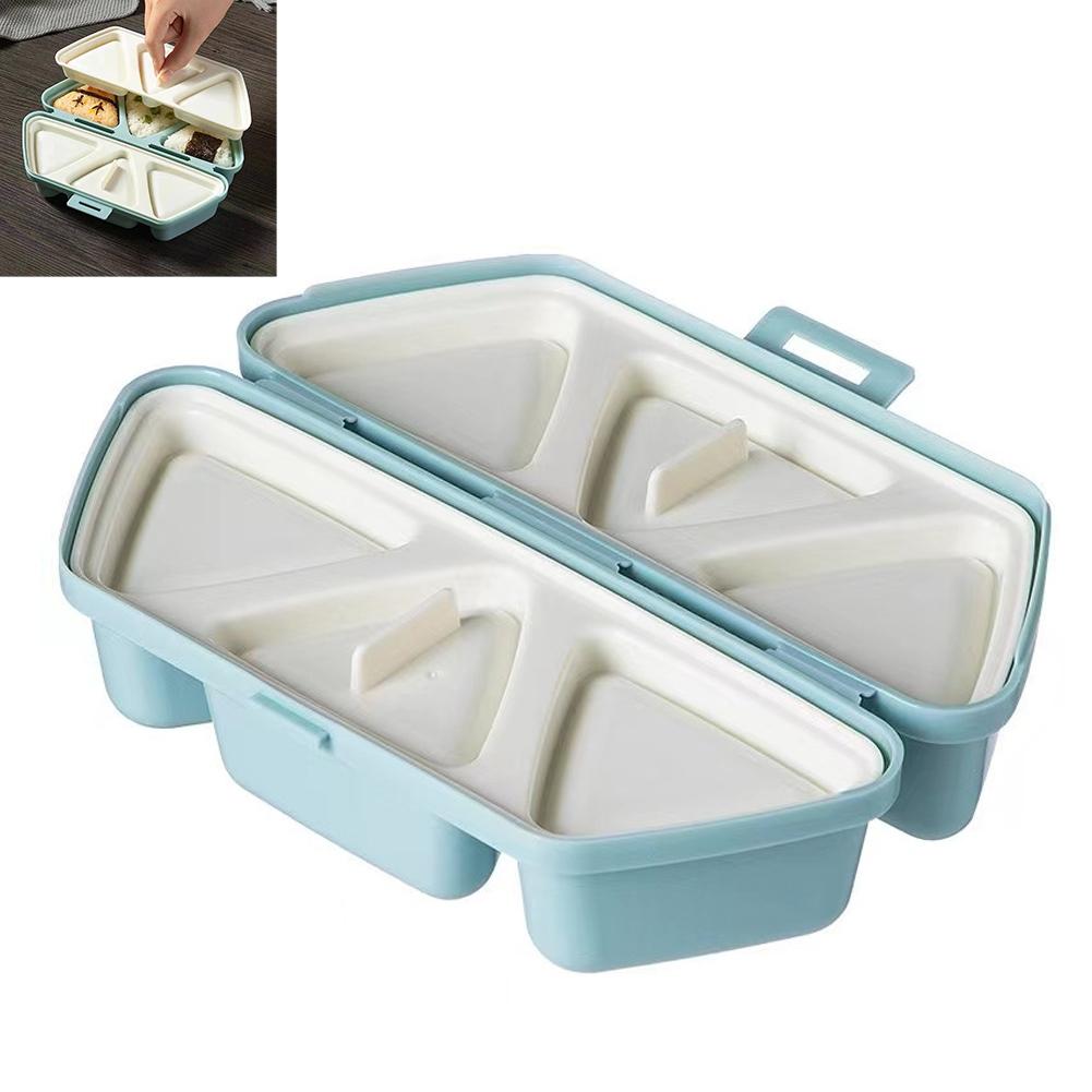 thumbnail image 4 of SGACAI Molde para bolas de arroz de sushi de seis celdas, 3 piezas, caja bento triangular, azul, blanco, Pla, 4 of 7