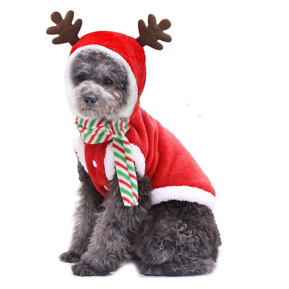 thumbnail image 4 of SGACAI Ropa navideña para mascotas, disfraz con astas, abrigo de invierno para cachorros, bufanda, ¡caliente!, 4 of 7