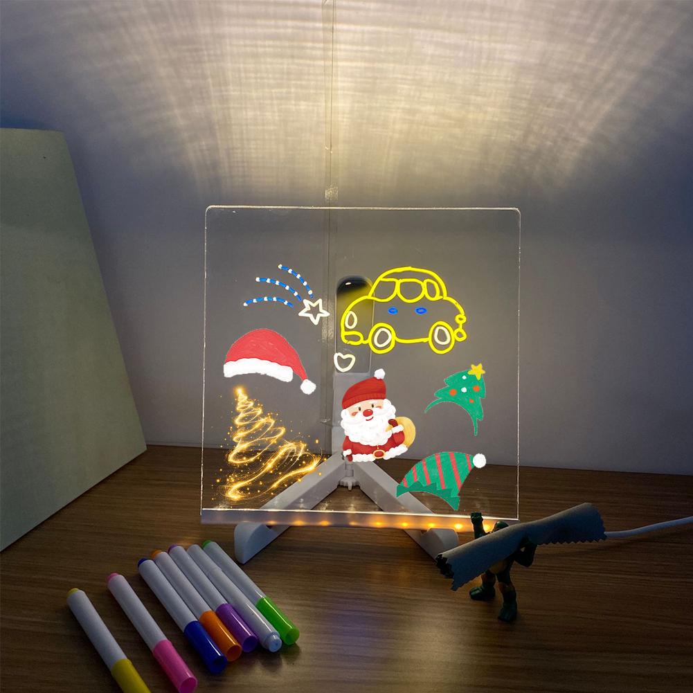 thumbnail image 4 of Wartleves Tablero de mensajes LED acrílico regrabable creativo con 7 rotuladores de colores, 4 of 7