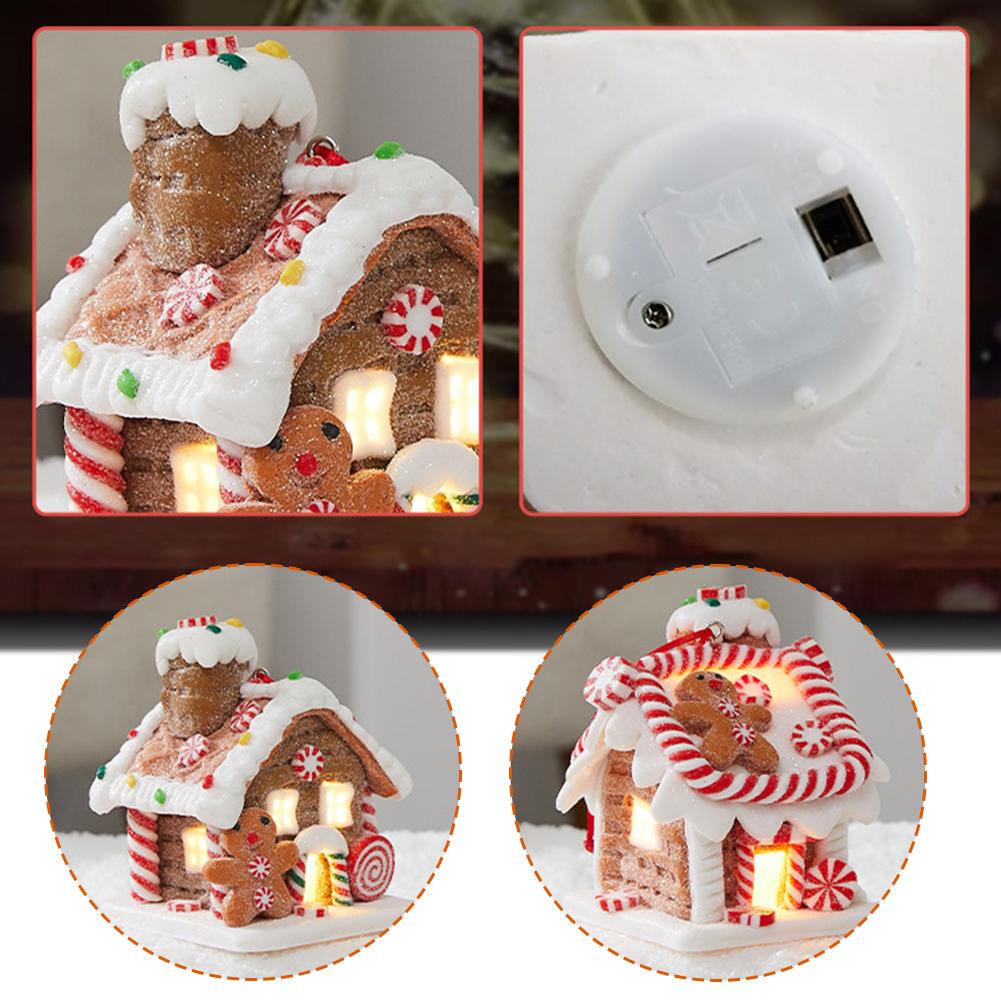 thumbnail image 3 of SGACAI Colgante de casa de jengibre con LED, casa de dulces de cuento de hadas de arcilla para Navidad Tr NUEVO, 3 of 7