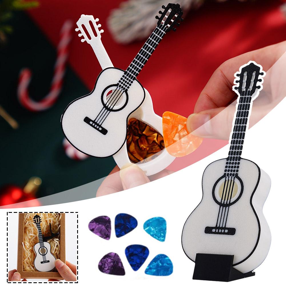 thumbnail image 2 of Ruifaya Soporte para púas de guitarra ABS, caja para púas de guitarra acústica con borde de soporte portátil, 2 of 7