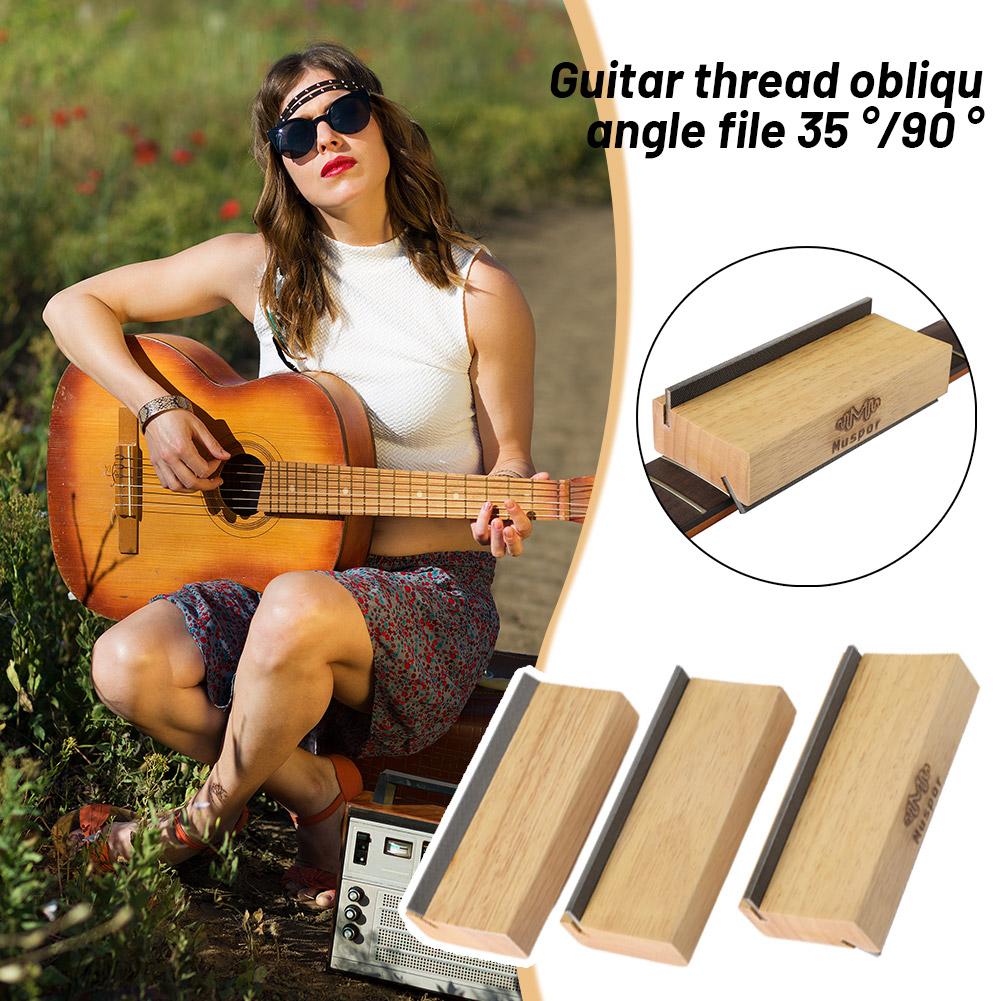 thumbnail image 2 of Wartleves Lima para biselar trastes de guitarra de madera CTDWNT de 35/90 grados Herramientas para limar trastes de guitarra Q8f1 Luthier biselado de extremo coronado de trastes, 2 of 7