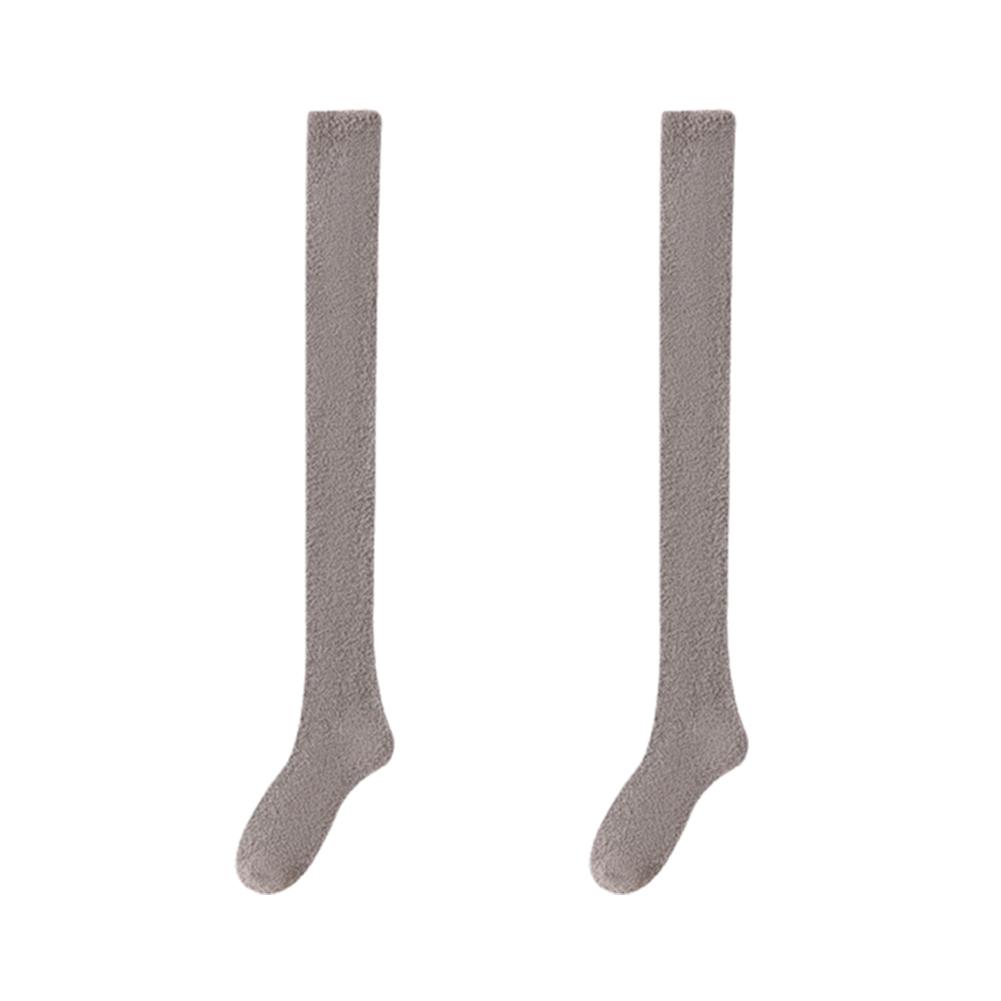 thumbnail image 5 of Wartleves Calcetines de invierno cálidos de vellón hasta la rodilla para mujer Calcetines suaves hasta el muslo, 5 of 7