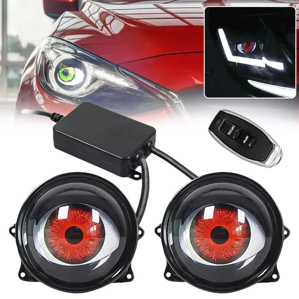 thumbnail image 4 of Wartleves ZHXXCUM Luz de ojos de diablo para automóviles, faros delanteros de ojo de diablo USB dinámicos con 6 patrones de ojos ajustables, luz de ojo de diablo LED de control remoto universal para v, 4 of 7