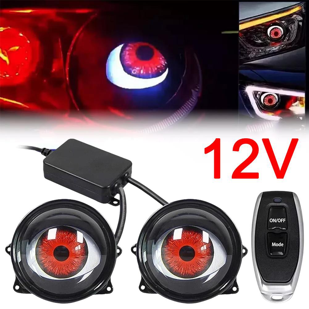 thumbnail image 2 of Wartleves ZHXXCUM Luz de ojos de diablo para automóviles, faros delanteros de ojo de diablo USB dinámicos con 6 patrones de ojos ajustables, luz de ojo de diablo LED de control remoto universal para v, 2 of 7
