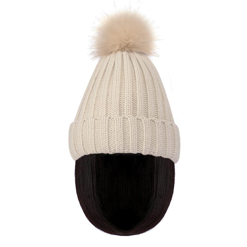 thumbnail image 5 of Ruifaya Peluca de pelo sintético liso y cálido para mujer, gorro de punto, M39C, 5 of 7