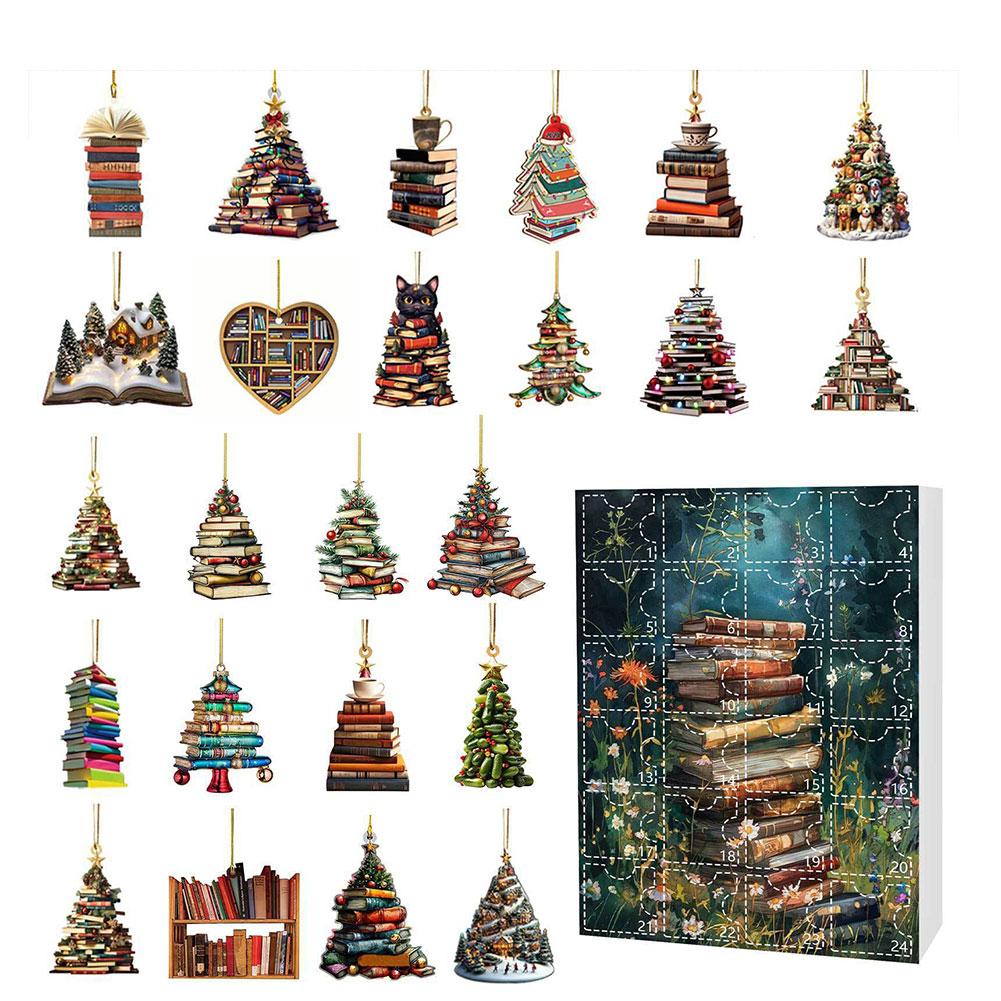 thumbnail image 5 of Ruifaya Colgante de estantería con forma de árbol de Navidad, libros planos apilados de acrílico 2D, 5 of 7