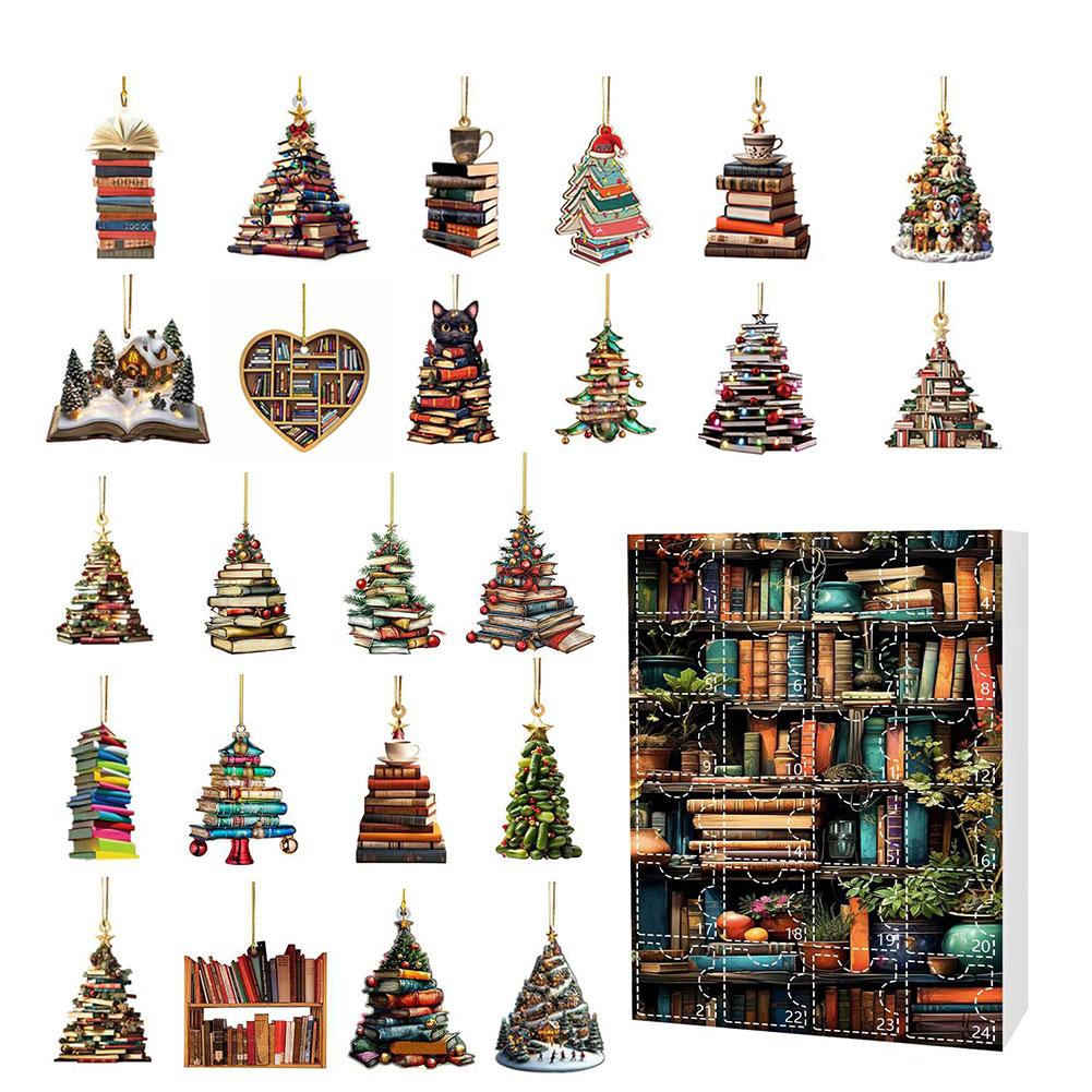 thumbnail image 4 of Ruifaya Colgante de estantería con forma de árbol de Navidad, libros planos apilados de acrílico 2D, 4 of 7
