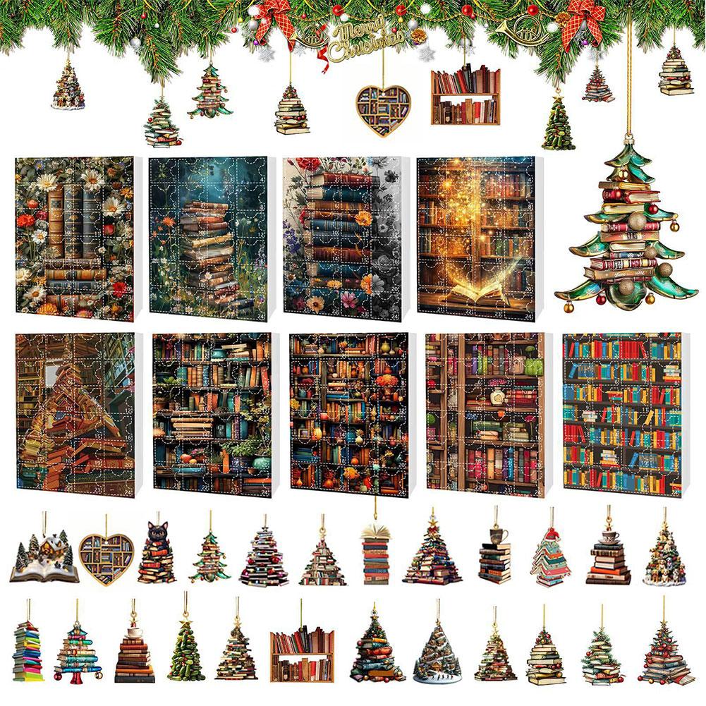 thumbnail image 3 of Ruifaya Colgante de estantería con forma de árbol de Navidad, libros planos apilados de acrílico 2D, 3 of 7