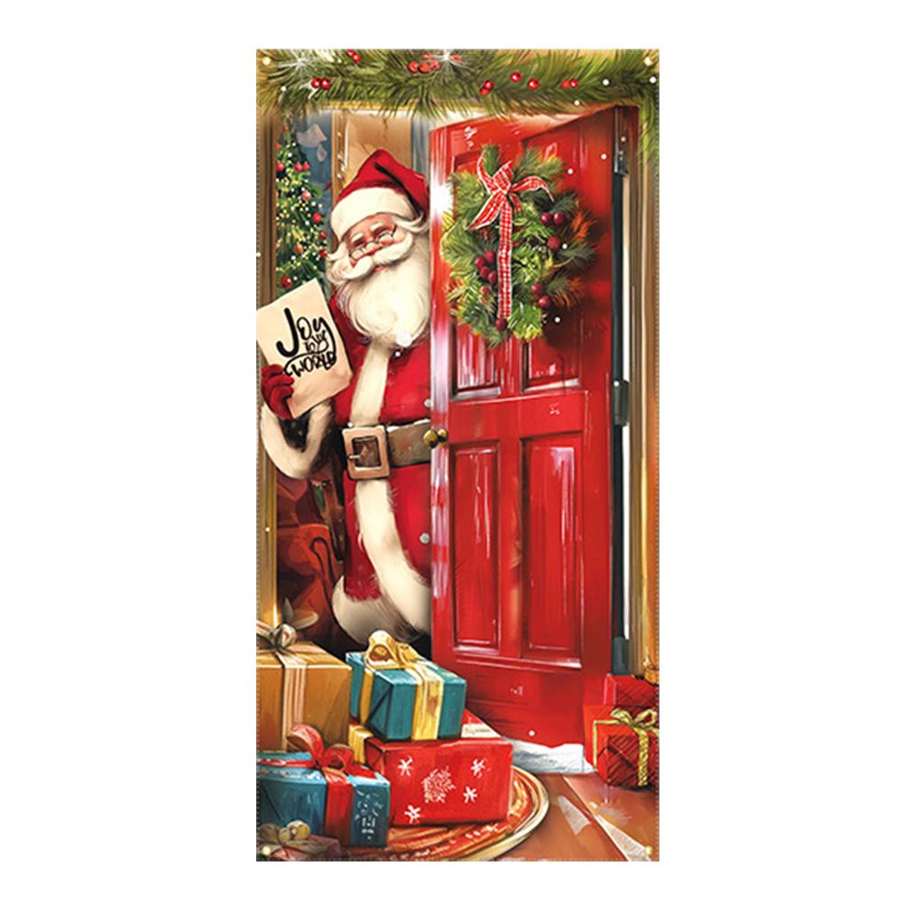 thumbnail image 4 of Wartleves Decoraciones navideñas para exteriores Cubierta de puerta navideña de tela Cubierta de puerta navideña Puerta\, 4 of 7