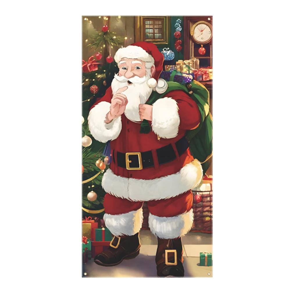 thumbnail image 5 of Wartleves Decoraciones navideñas para exteriores Cubierta de puerta navideña de tela Cubierta de puerta navideña Puerta\, 5 of 7