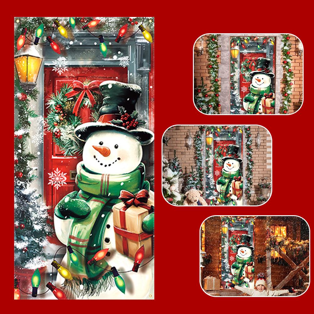thumbnail image 2 of Wartleves Decoraciones navideñas para exteriores Cubierta de puerta navideña de tela Cubierta de puerta navideña Puerta\, 2 of 7