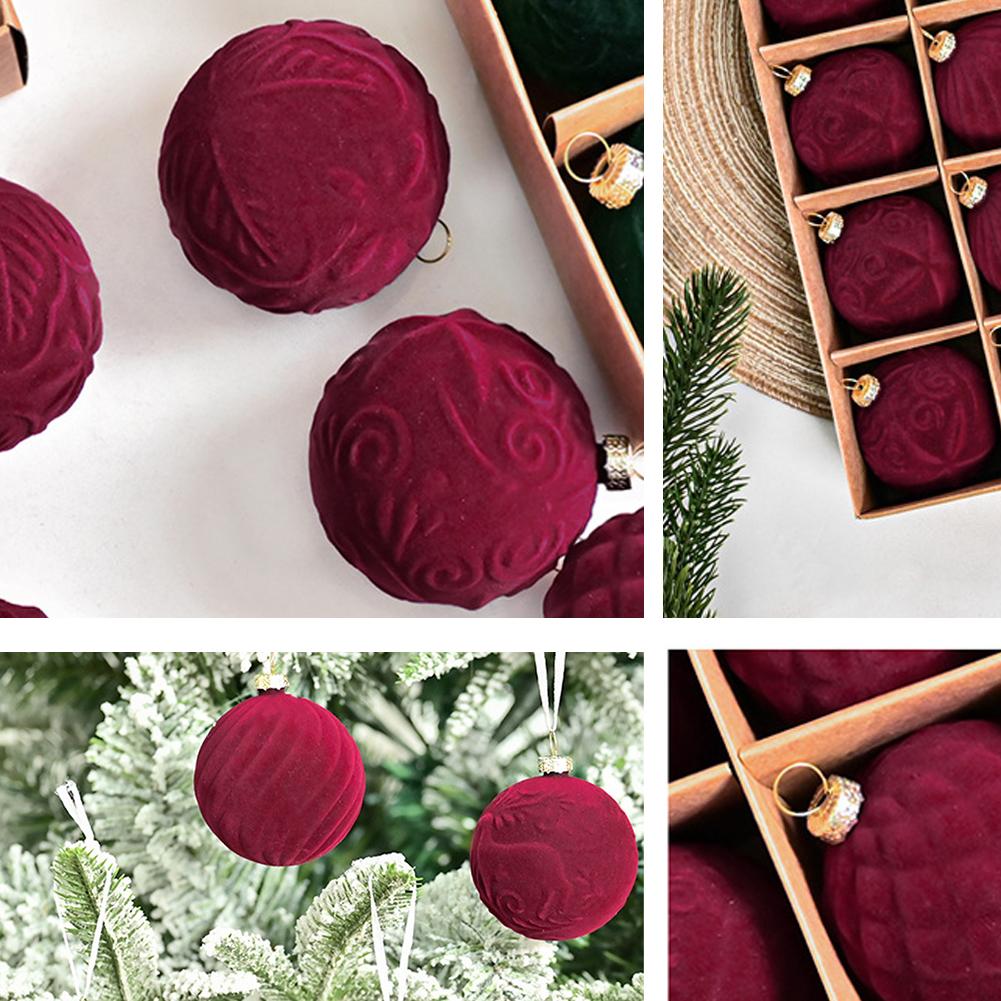 thumbnail image 2 of SGACAI Adornos navideños de terciopelo con forma de bola, clásicos, rojos y verdes, surtidos para árbol de Navidad. ¡CALIENTE!, 2 of 7