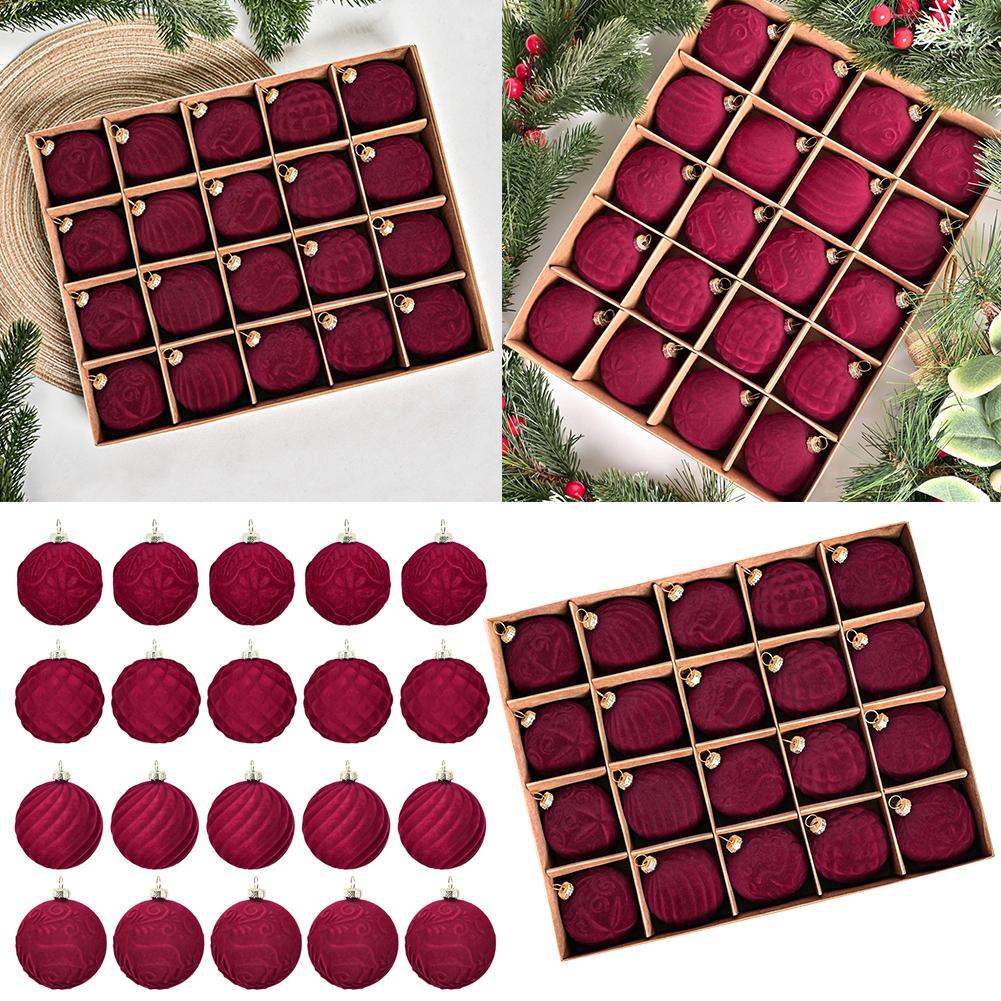 thumbnail image 3 of SGACAI Adornos navideños de terciopelo con forma de bola, clásicos, rojos y verdes, surtidos para árbol de Navidad. ¡CALIENTE!, 3 of 7