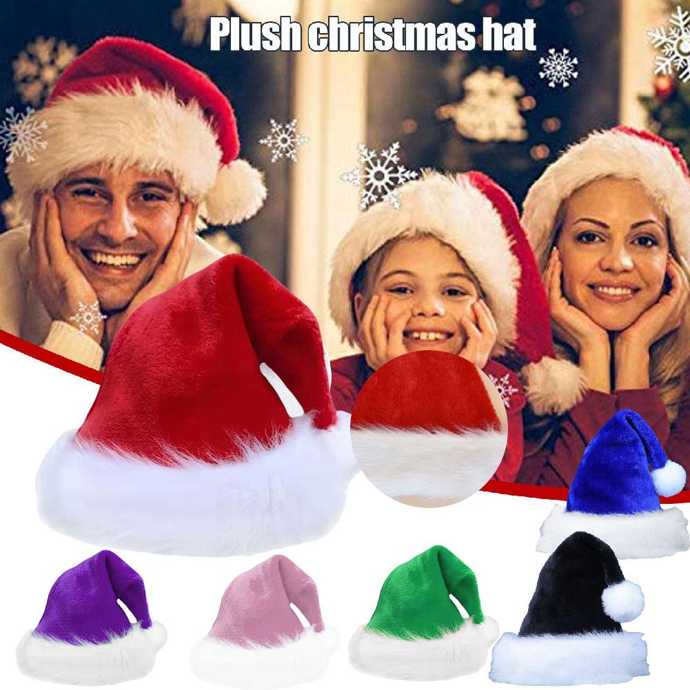 thumbnail image 3 of Wartleves Gorro de Papá Noel Gorro de Papá Noel Gorro navideño Gorro navideño rojo de peluche Gorro navideño para adultos Rápido, 3 of 7