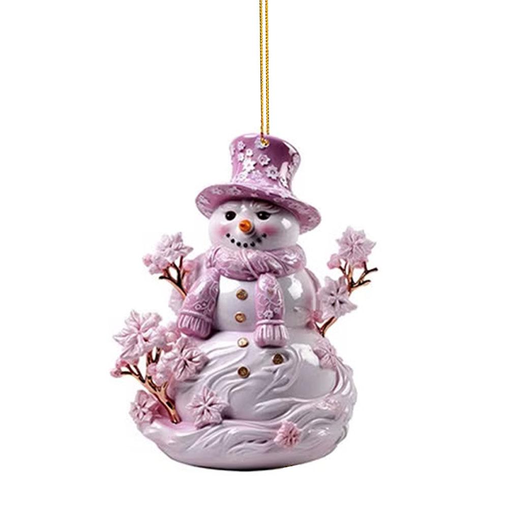 thumbnail image 4 of SGACAI Adornos de muñeco de nieve navideño, adornos colgantes de muñeco de nieve rosa navideño único en 2D para árbol de Navidad, manualidades navideñas colgantes para bodas, fiestas navideñas, 4 of 7