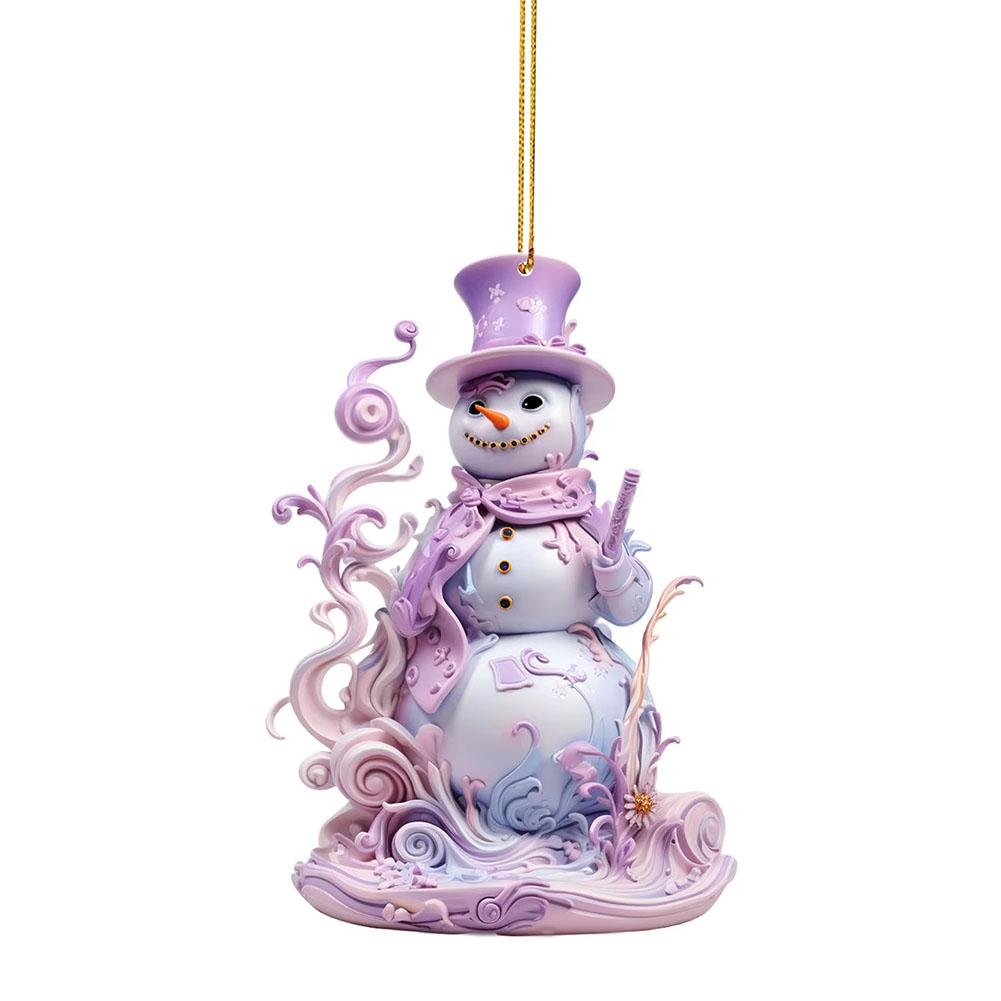 thumbnail image 5 of SGACAI Adornos de muñeco de nieve navideño, adornos colgantes de muñeco de nieve rosa navideño único en 2D para árbol de Navidad, manualidades navideñas colgantes para bodas, fiestas navideñas, 5 of 7