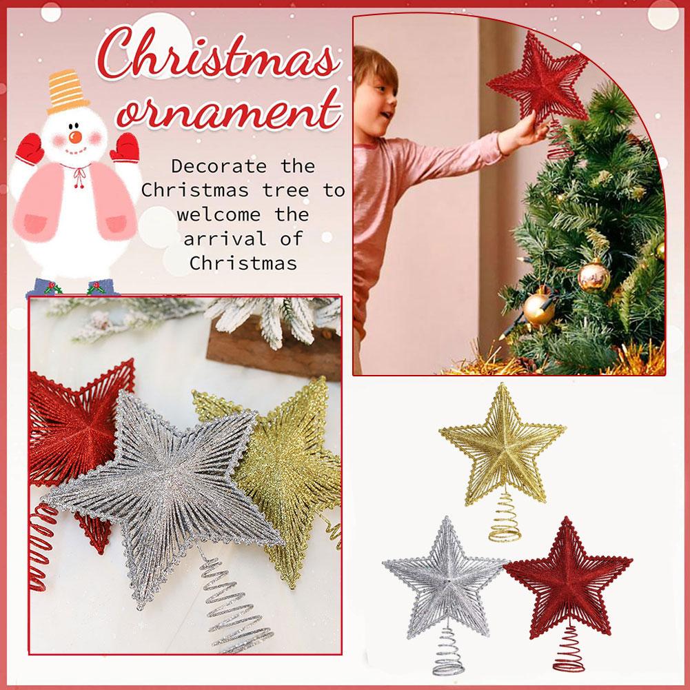 thumbnail image 3 of SGACAI Adorno para árbol de Navidad con purpurina, estrella de hierro, adornos para árbol de Navidad., 3 of 7