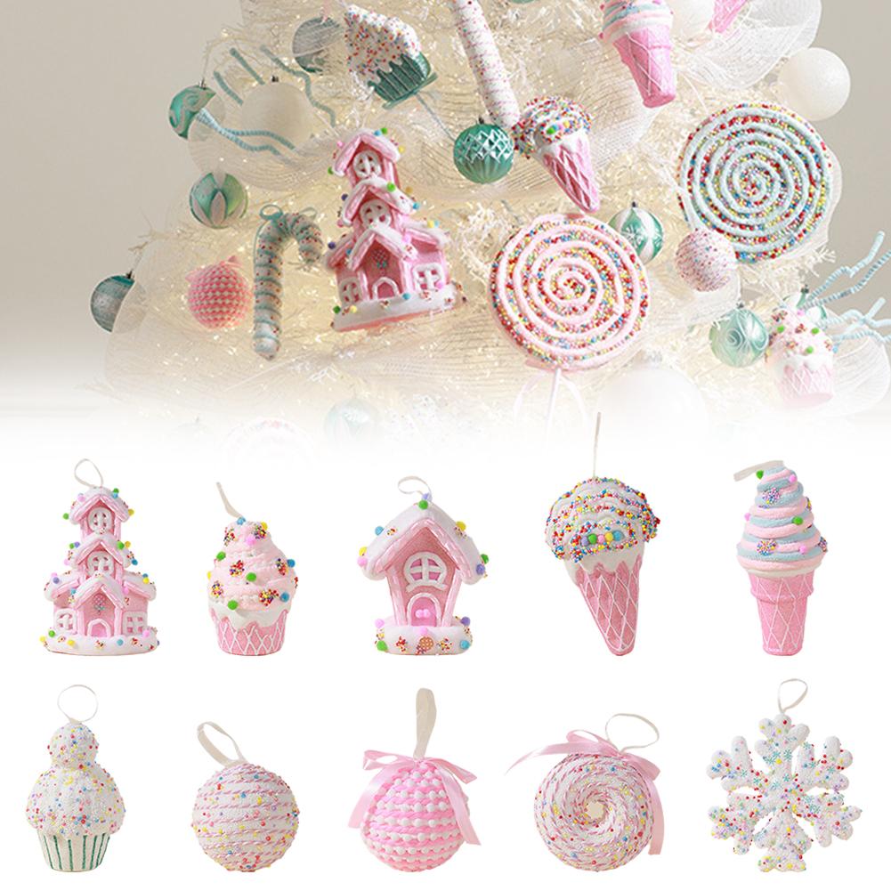 thumbnail image 3 of Ruifaya Adornos colgantes navideños de postre pastel, encantador colgante con forma de galleta y donut de caramelo, adornos colgantes de postre dulce, mini decoraciones navideñas de postre para la d, 3 of 7