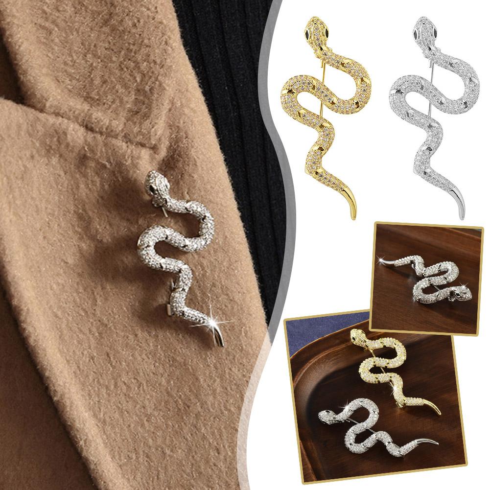 thumbnail image 2 of SGACAI Broches de serpiente brillantes y llenos de diamantes de imitación para mujeres, broches de animales unisex нд >ψ, 2 of 7