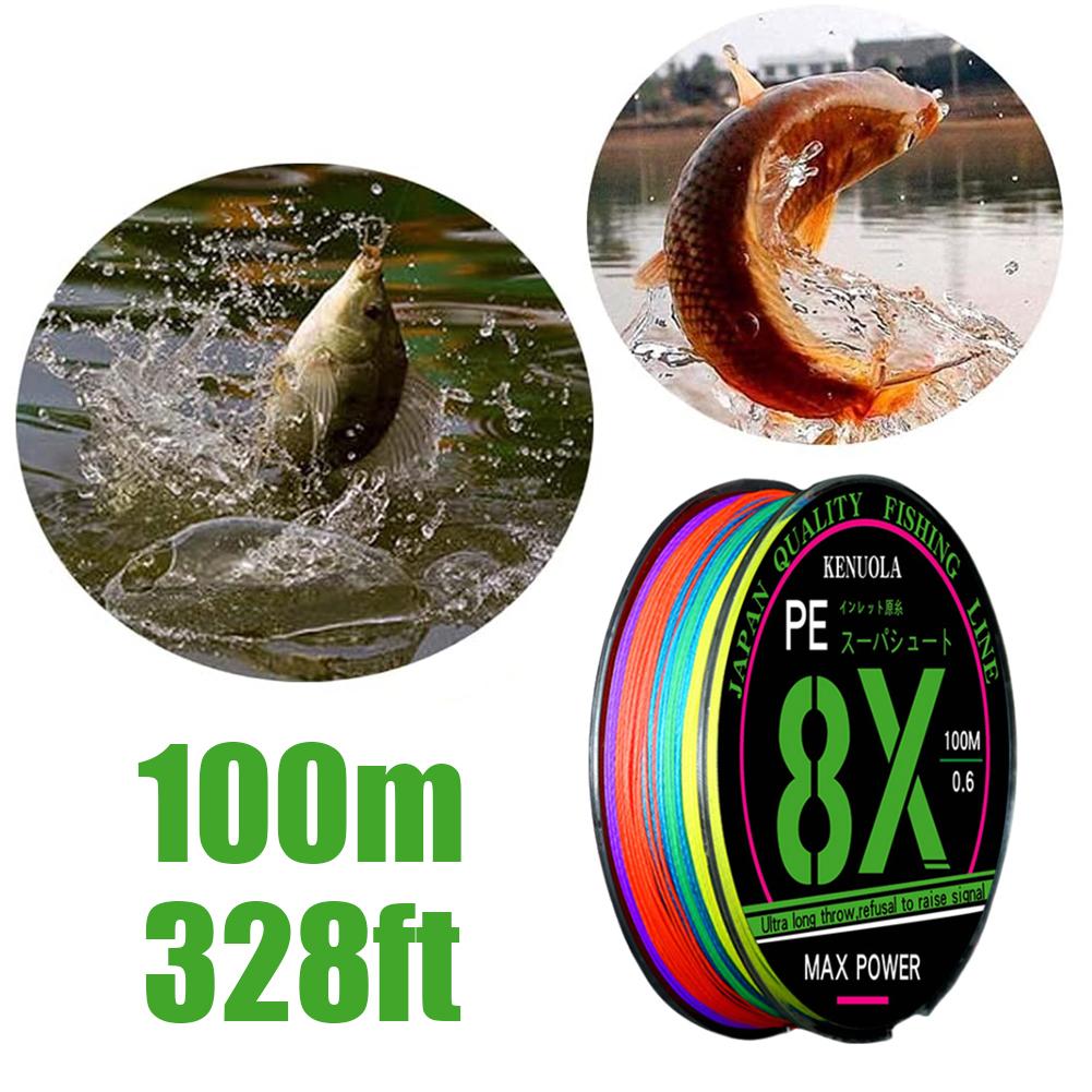 thumbnail image 3 of Ruifaya Línea de pesca de 8 hebras, 100 m, trenzada, resistente, multifilamento, 3 of 7
