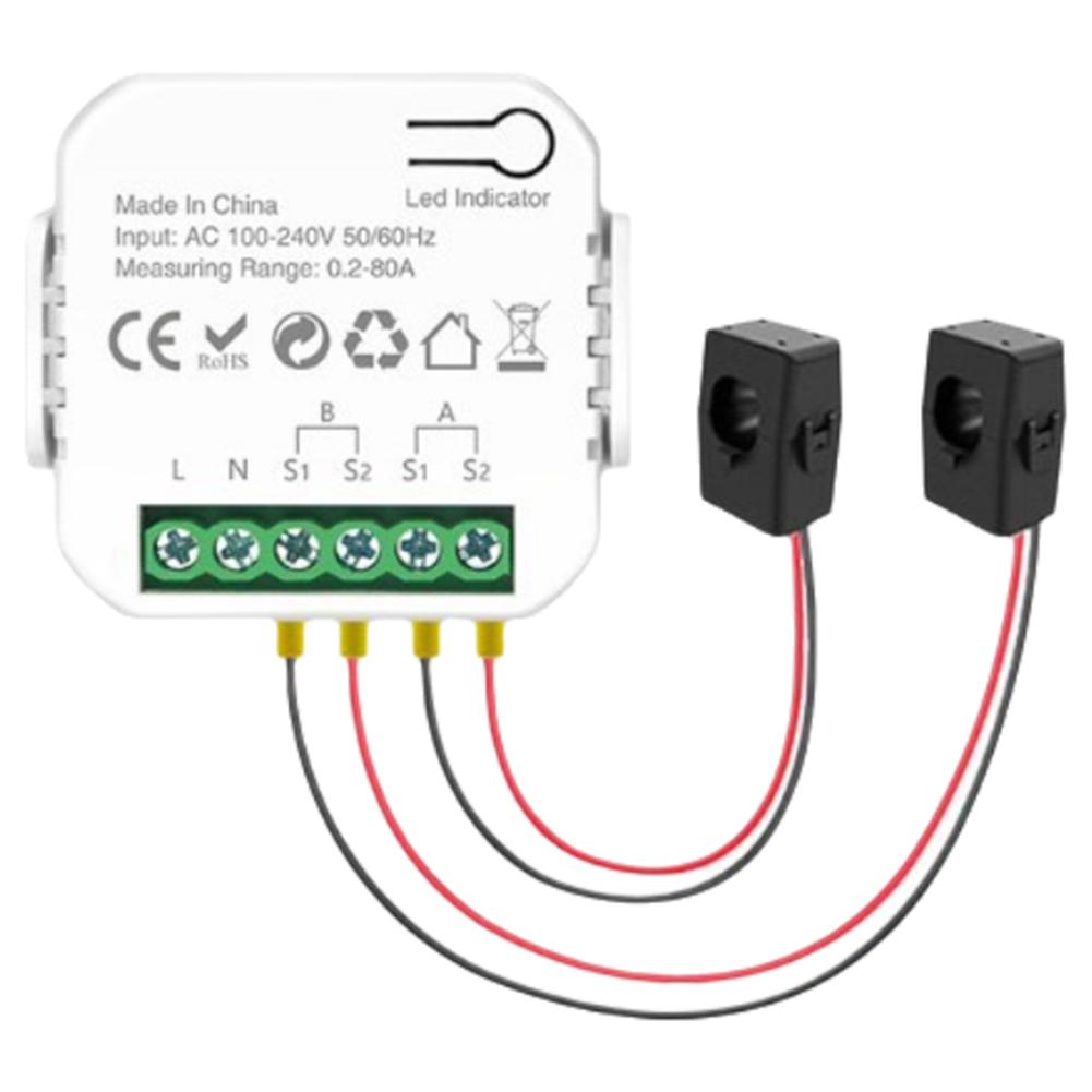 thumbnail image 5 of SGACAI Medidor de energía inteligente de doble canal con WIFI Tuya, alarma sonora y alarma por aplicación, 5 of 7